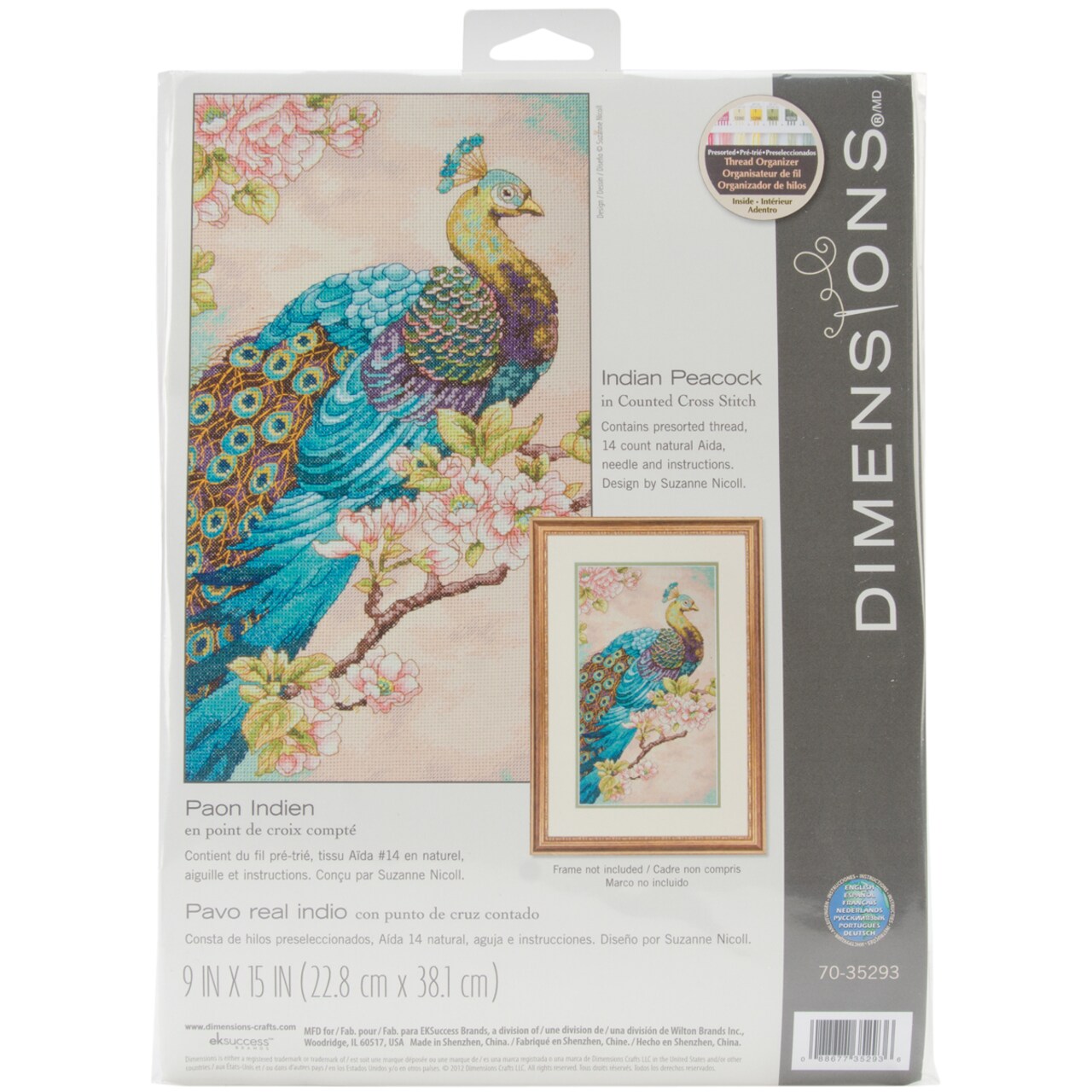 Dimensions Counted Cross Stitch Kit 9"X15"-Indian Peacock